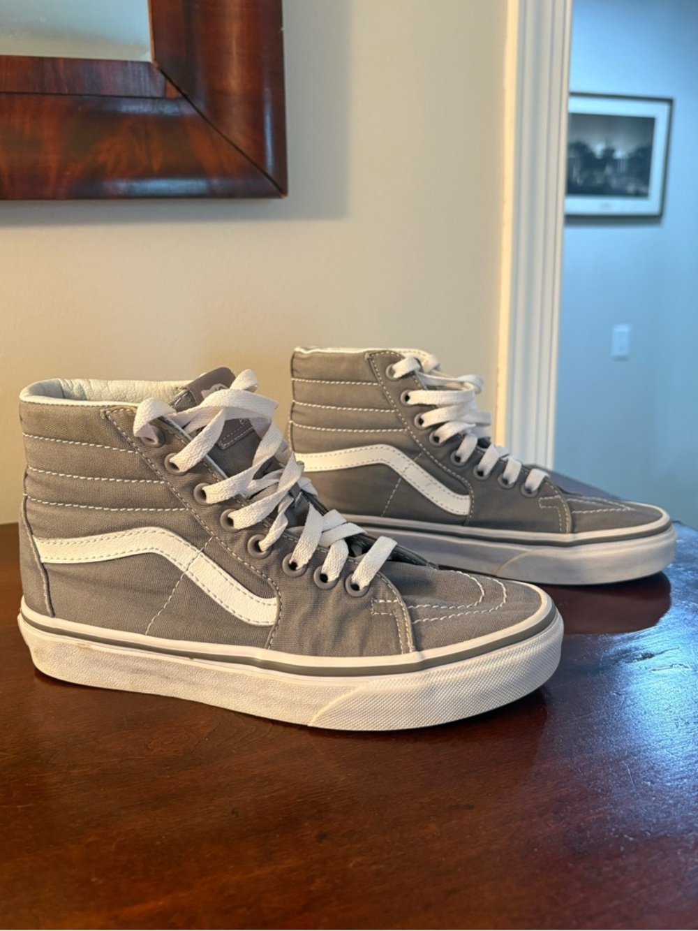 Vans Sk8-Hi High Top Sneakers - Gray & White